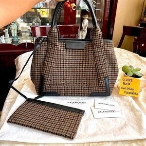 Balenciaga Navy Cabas Wool Tote